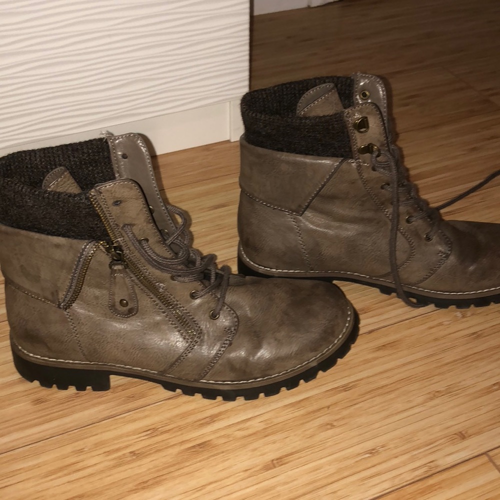 Rustic brown combat boots